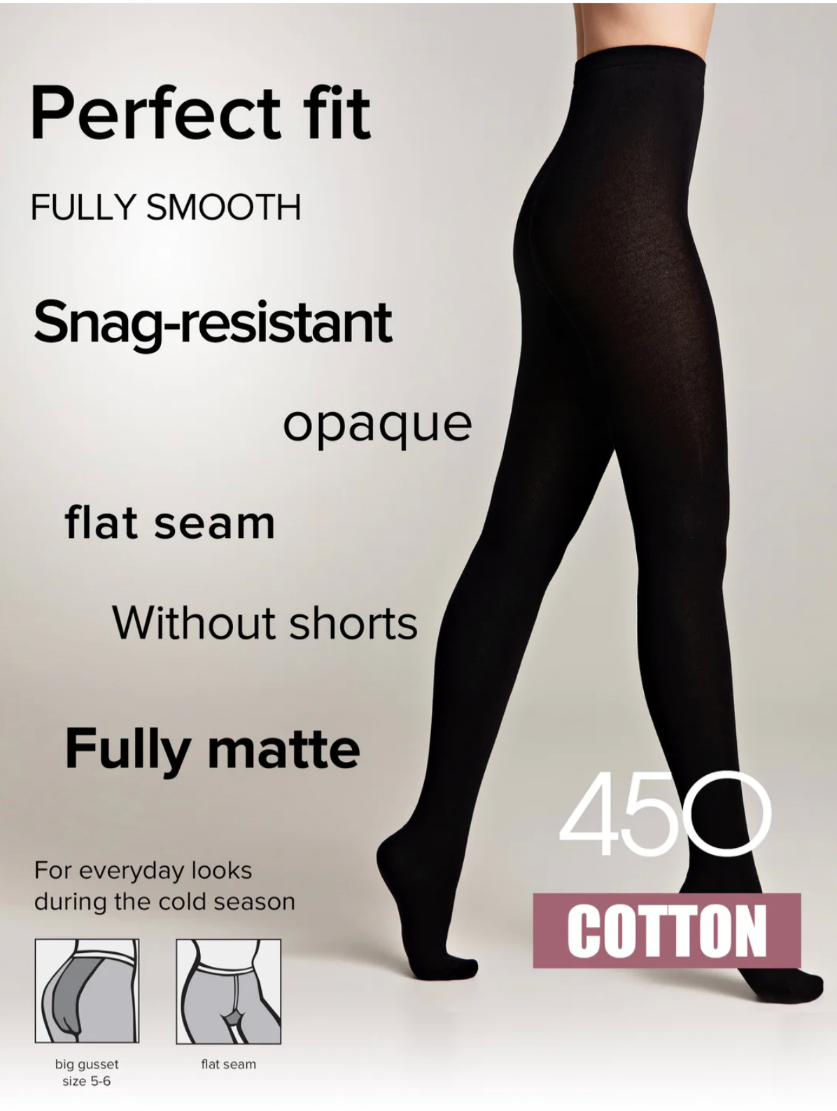 Tights Conte Cotton 450 Den - Black