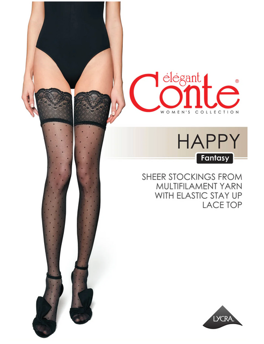 Fantasy Stockings Conte Happy - Polka Dot Silicone Lace Top