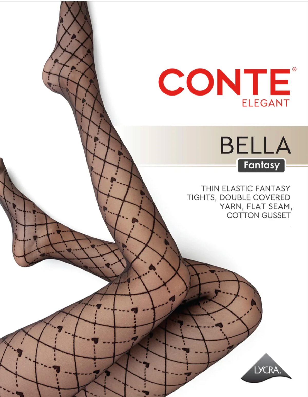 Fantasy Tights Conte Bella - Geometric Pattern with Hearts