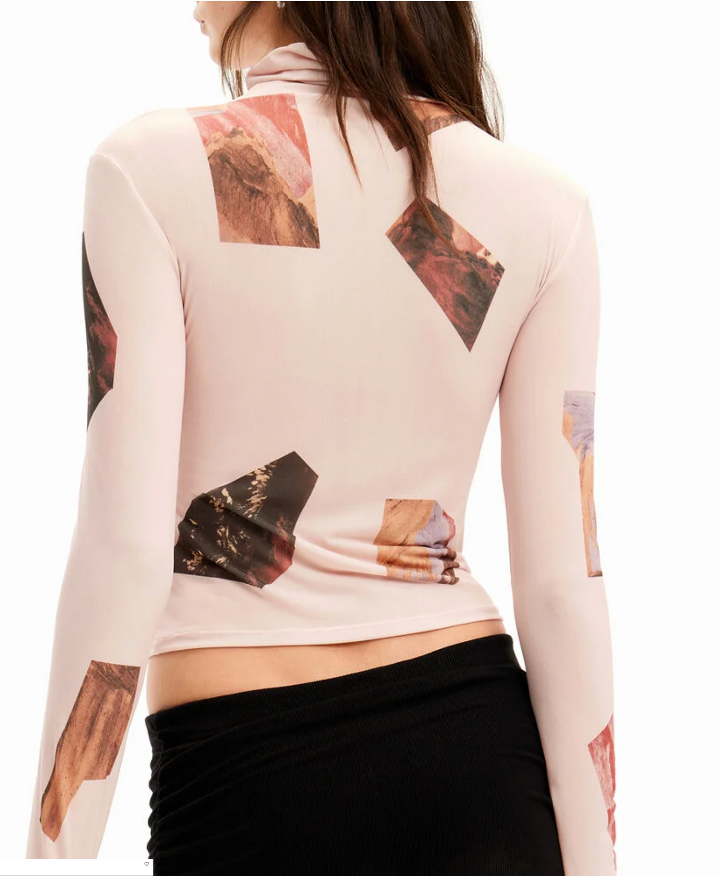 Desigual Slim high neck collage T-shirt 24SWTKAT