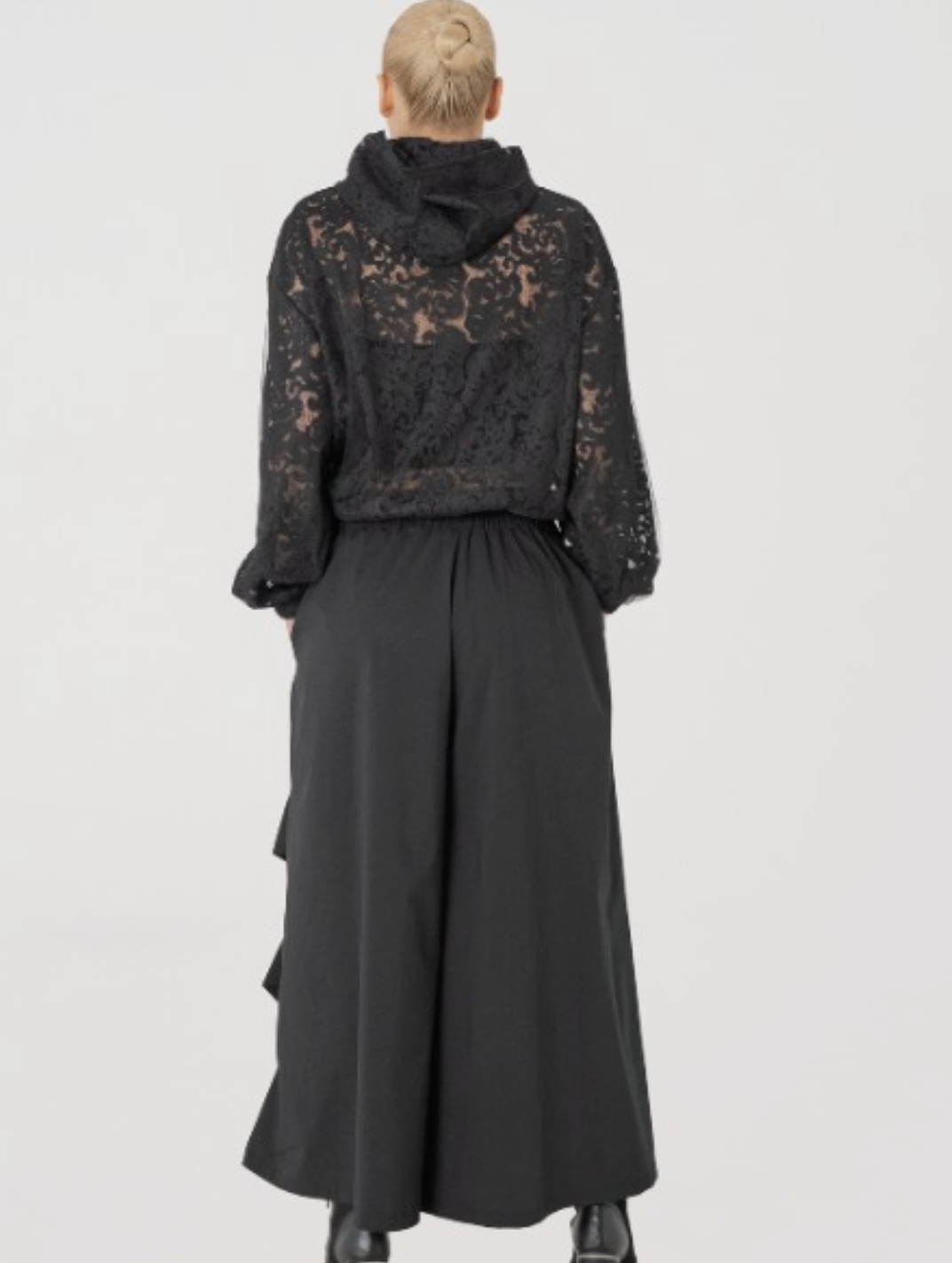 H-4 Lace Studded Hooded Blouse