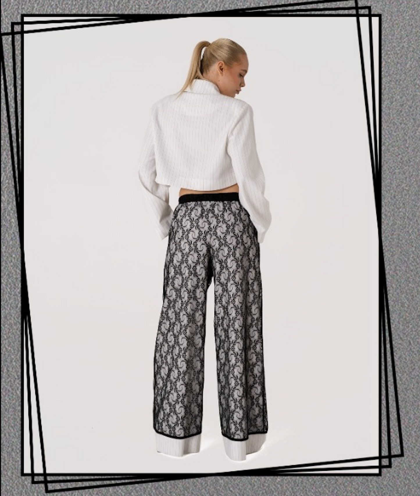 H-4 Lace & Pinstripe Cropped Suit