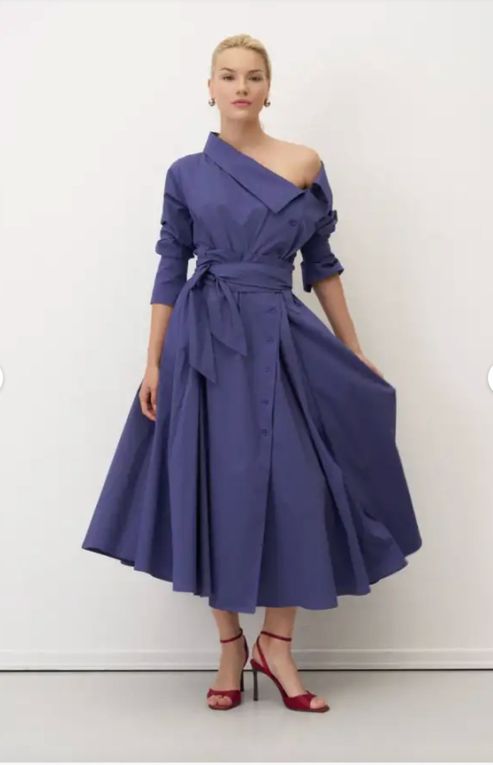 Bize Elegant Midi Shirt Dress