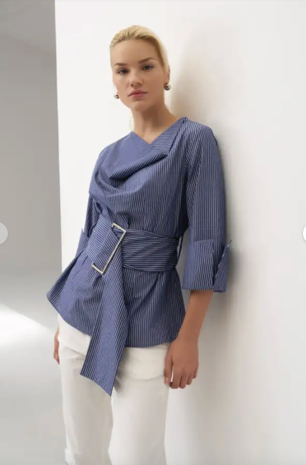 Bize Striped Belted Blouse