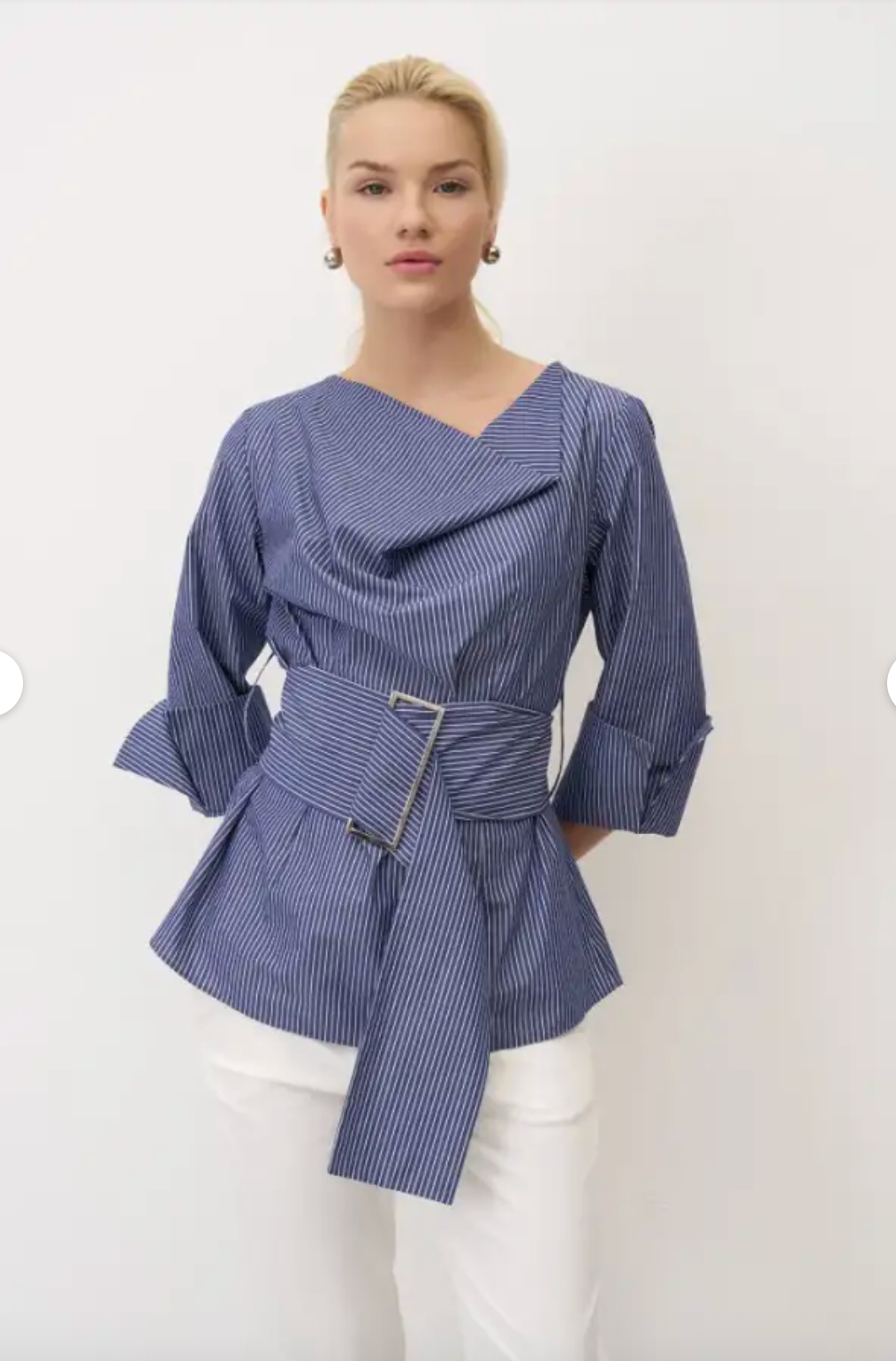 Bize Striped Belted Blouse