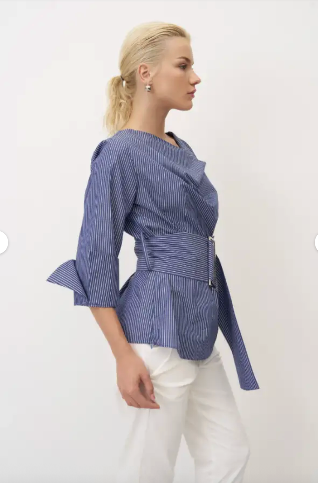 Bize Striped Belted Blouse