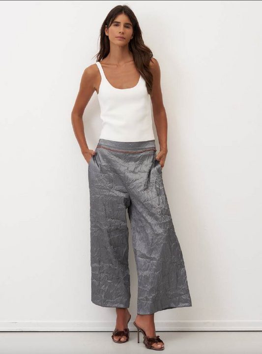 Bize Metallic Textured Wide-Leg Pants