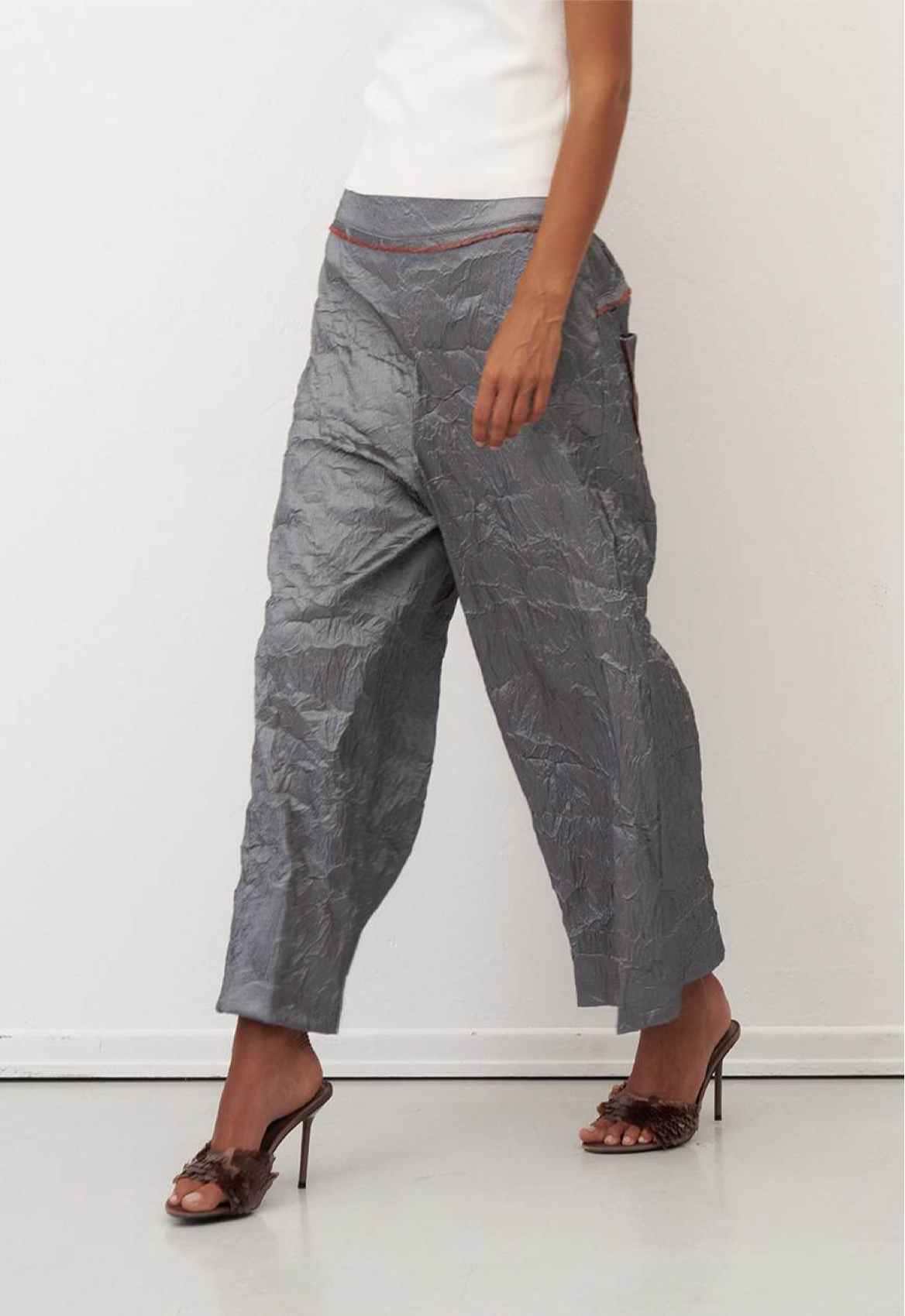 Bize Metallic Textured Wide-Leg Pants