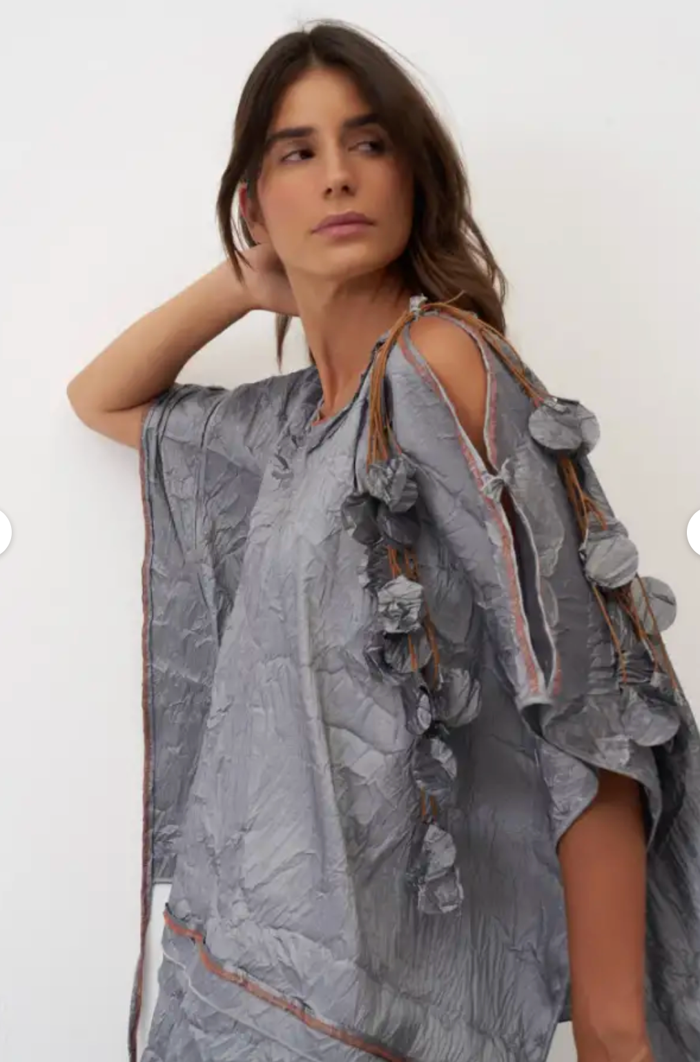 Bize Textured Metallic Oversized Top