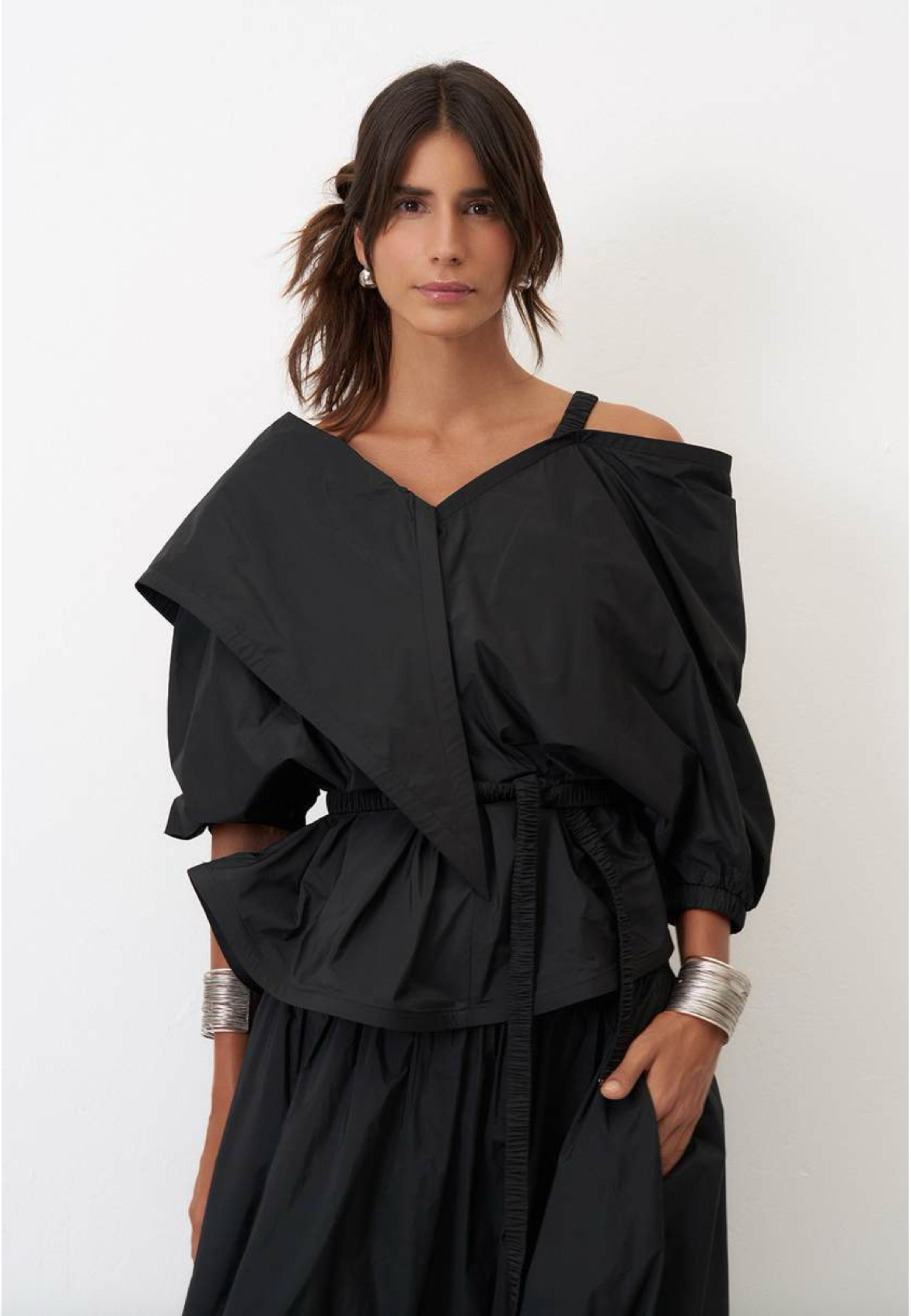 Bize Asymmetrical Statement Collar Blouse
