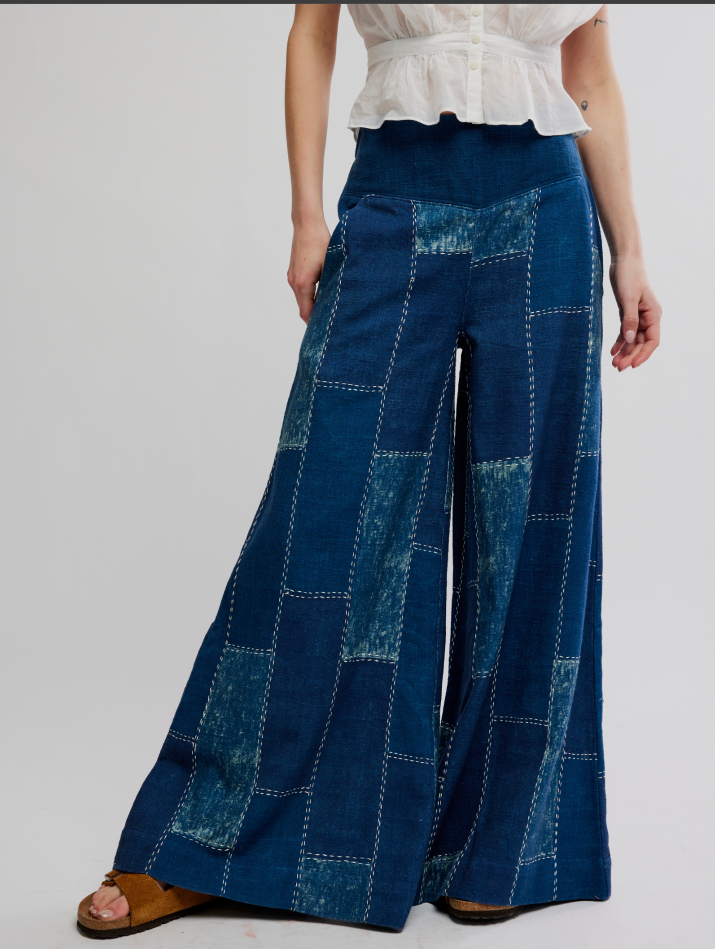 Free People Patches Wide Leg Flare Jeans - Above the Crowd Boutique