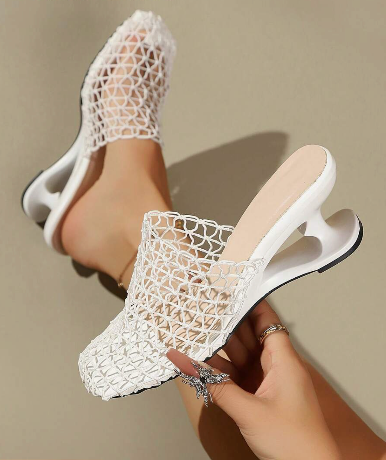 Sculptural Mesh Mule Heels - Above the Crowd Boutique