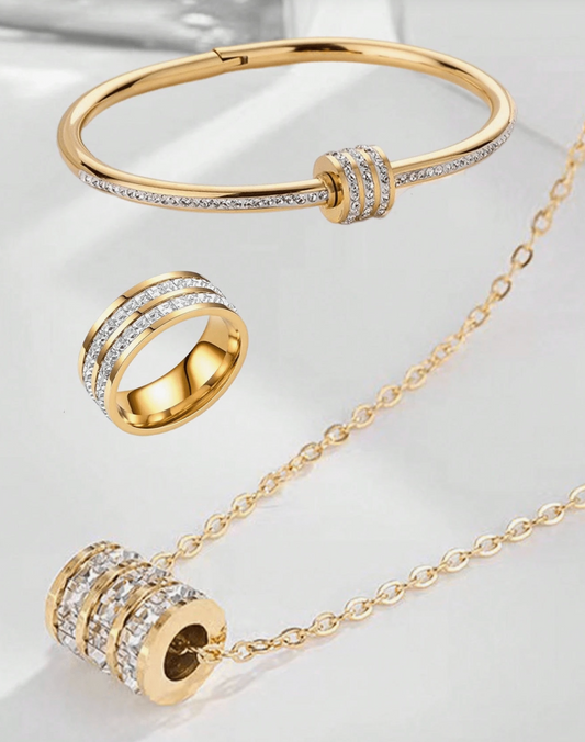Luxury Crystal Gold Jewelry Set - Above the Crowd Boutique