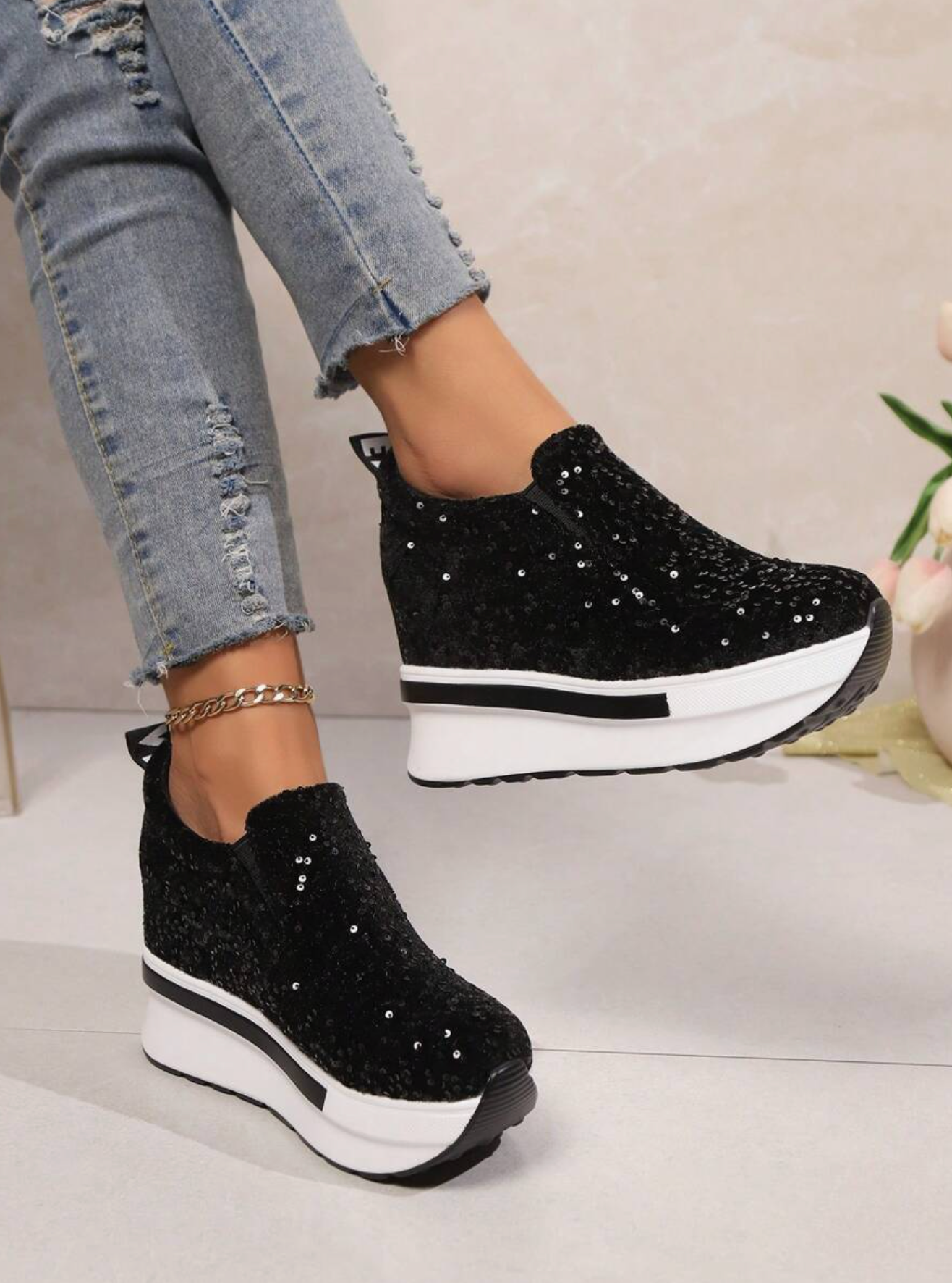 Glam Sequin Platform Sneakers - Above the Crowd Boutique