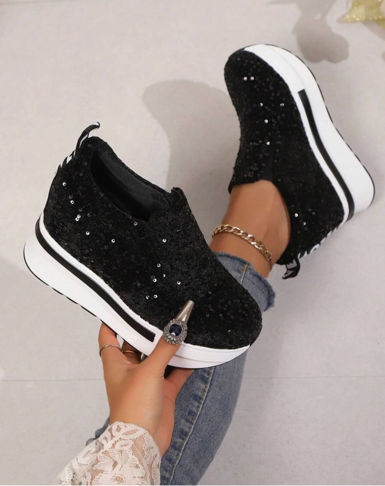 Glam Sequin Platform Sneakers - Above the Crowd Boutique