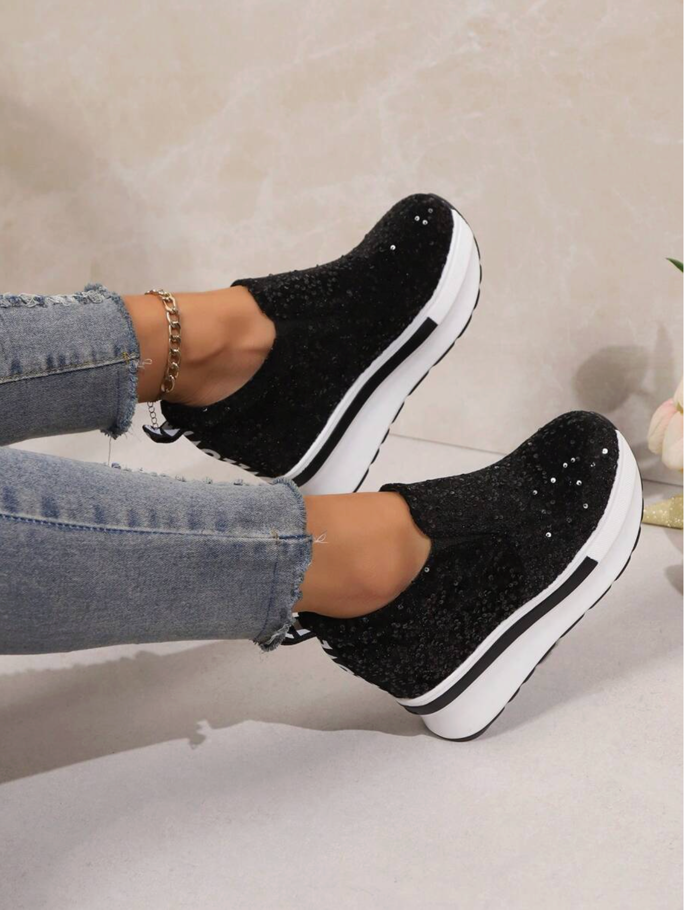 Glam Sequin Platform Sneakers - Above the Crowd Boutique