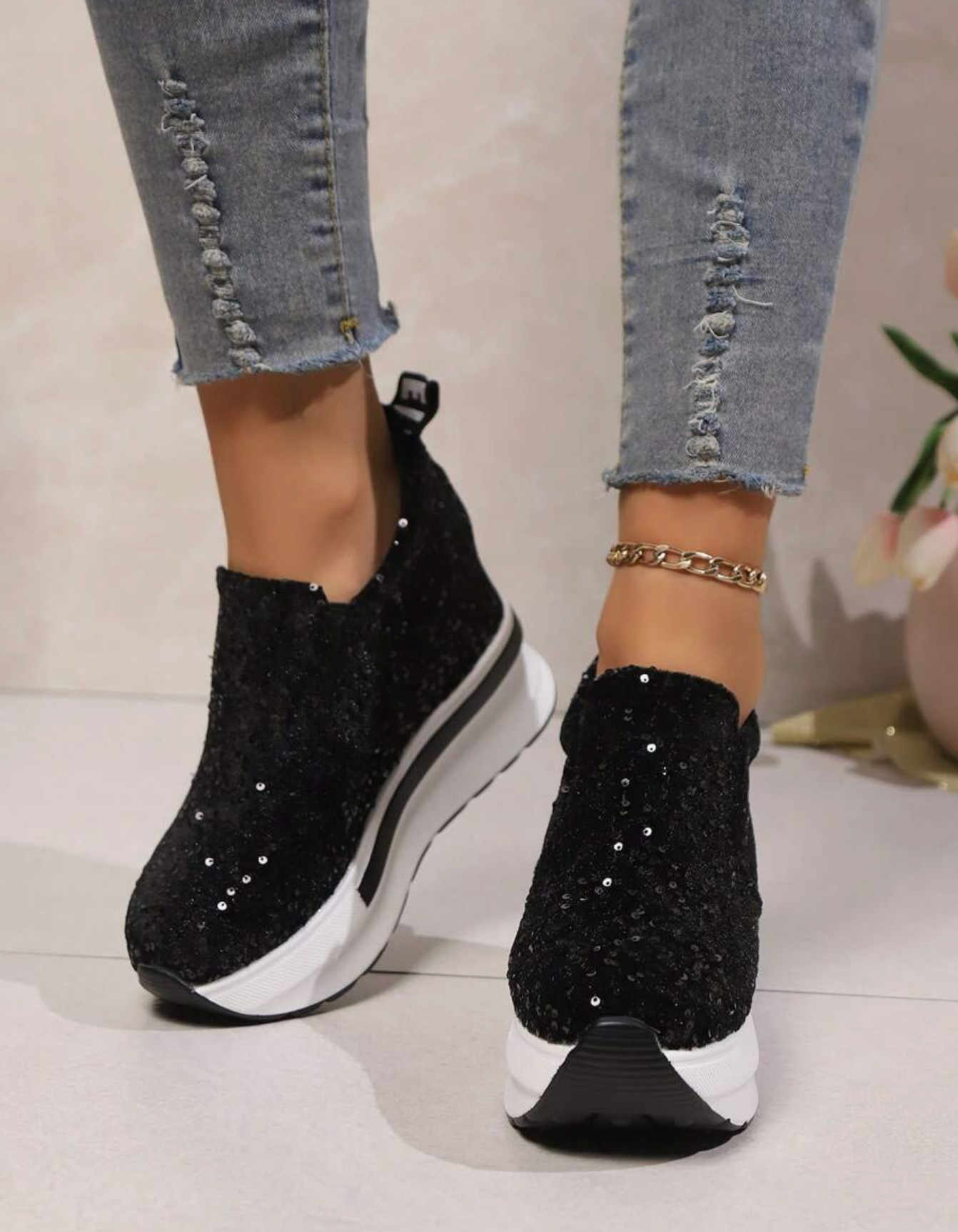 Glam Sequin Platform Sneakers - Above the Crowd Boutique