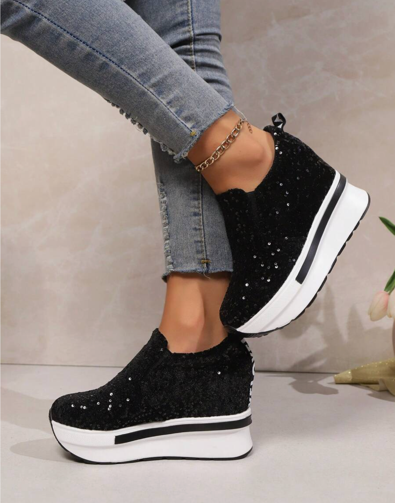 Glam Sequin Platform Sneakers - Above the Crowd Boutique