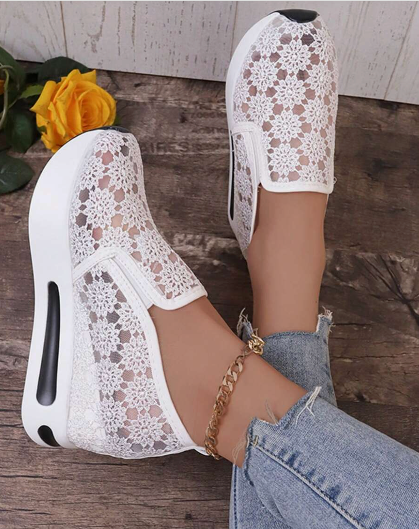 Lace Platform Slip-On Sneakers - Above the Crowd Boutique