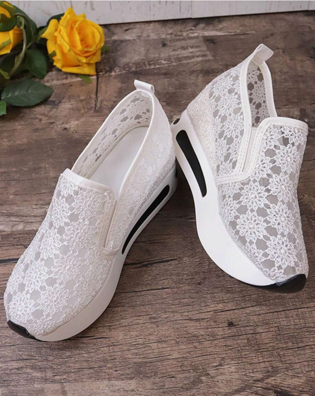 Lace Platform Slip-On Sneakers - Above the Crowd Boutique