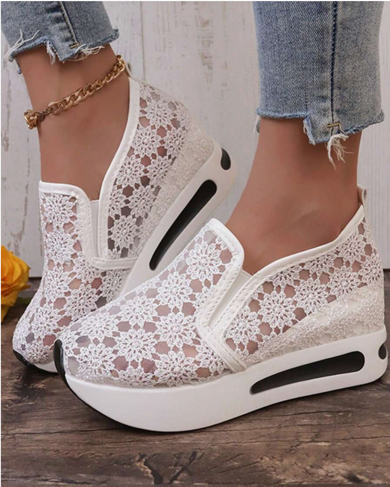 Lace Platform Slip-On Sneakers - Above the Crowd Boutique