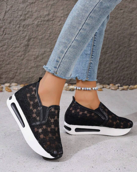 Lace Platform Slip-On Sneakers - Above the Crowd Boutique