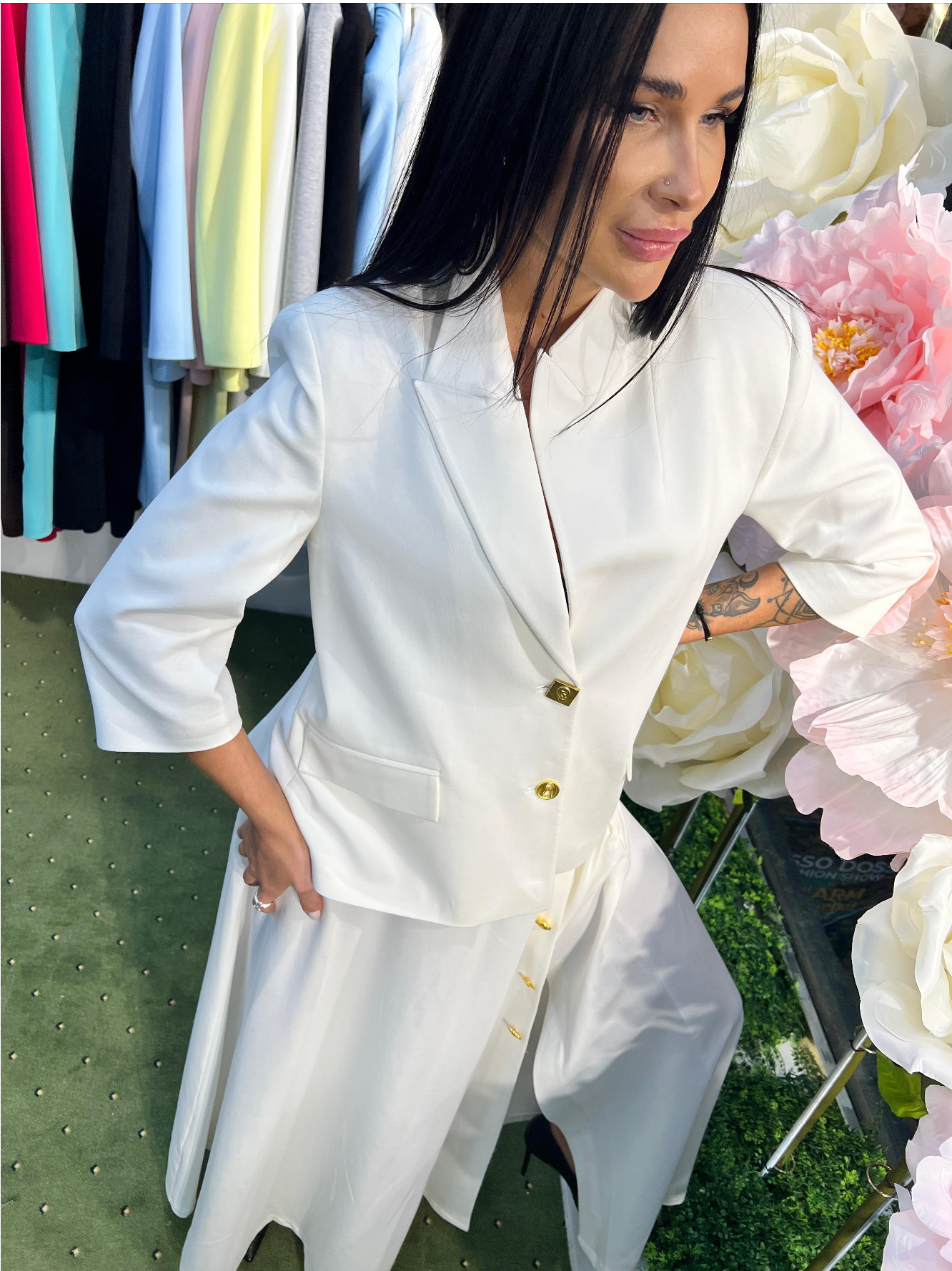Elegant Tailored Jacket & Flowing Maxi Skirt Set - Above the Crowd Boutique