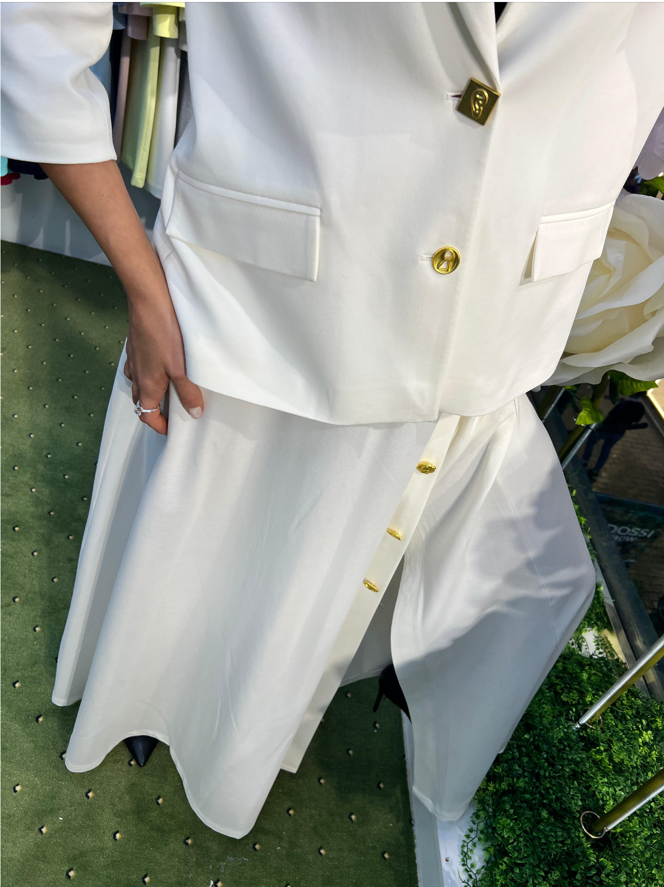 Elegant Tailored Jacket & Flowing Maxi Skirt Set - Above the Crowd Boutique