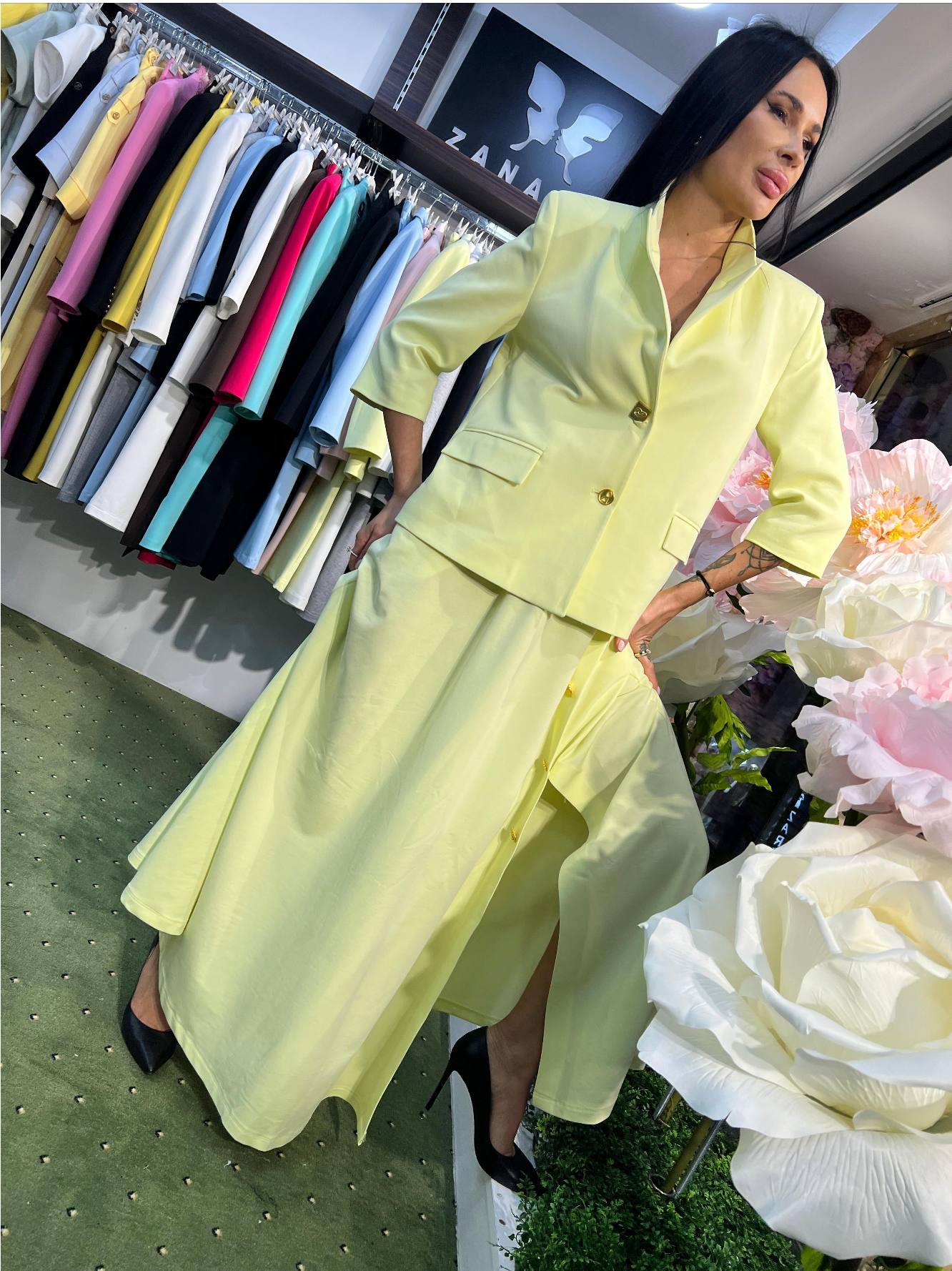 Elegant Tailored Jacket & Flowing Maxi Skirt Set - Above the Crowd Boutique