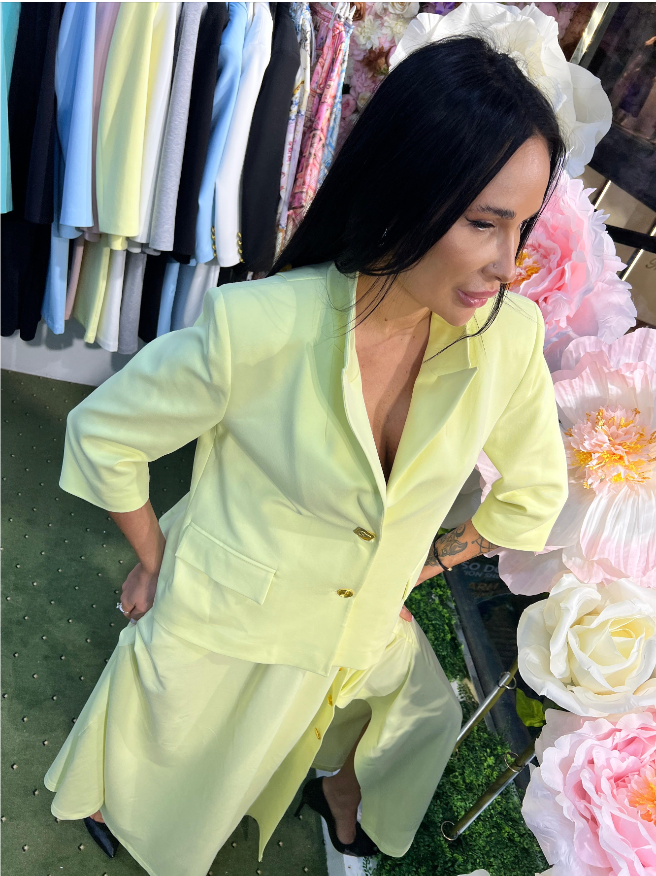 Elegant Tailored Jacket & Flowing Maxi Skirt Set - Above the Crowd Boutique