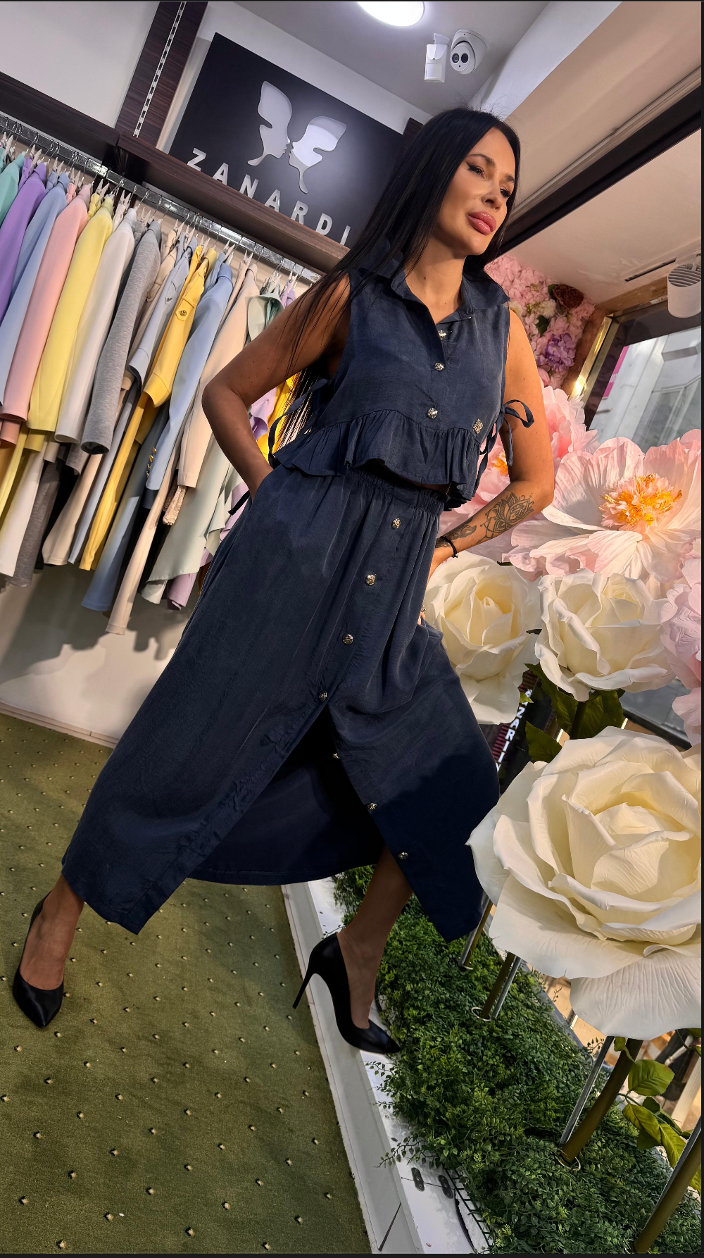 Sleeveless Ruffle Midi Dress Set - Above the Crowd Boutique