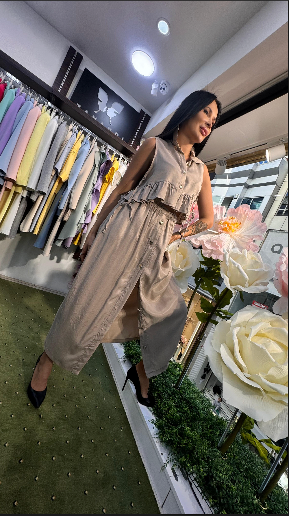Sleeveless Ruffle Midi Dress Set - Above the Crowd Boutique