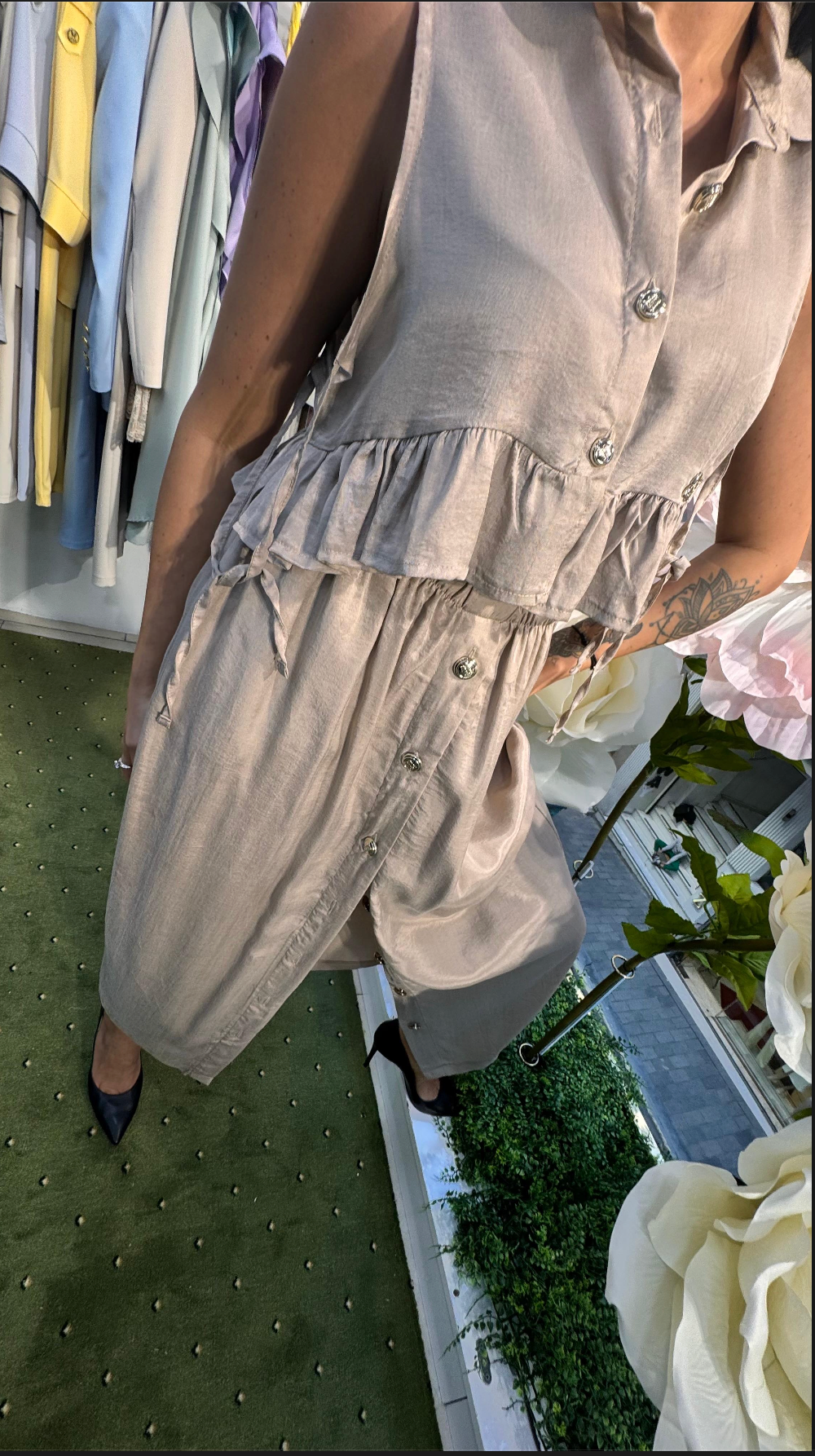 Sleeveless Ruffle Midi Dress Set - Above the Crowd Boutique