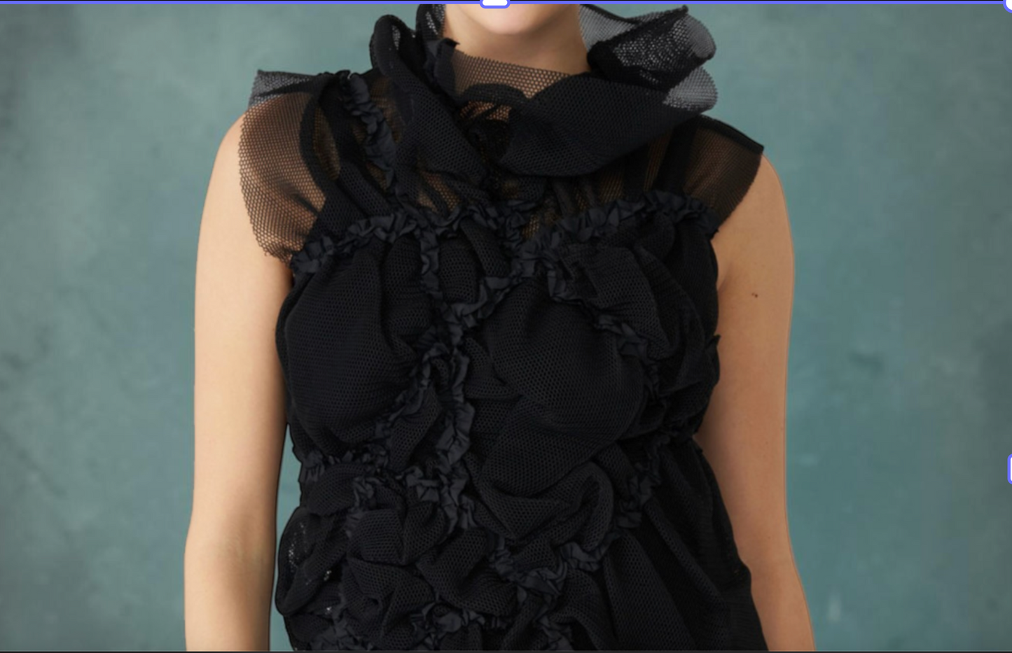 Black Sculptural Mesh Ruffle Statement Blouse - Above the Crowd Boutique