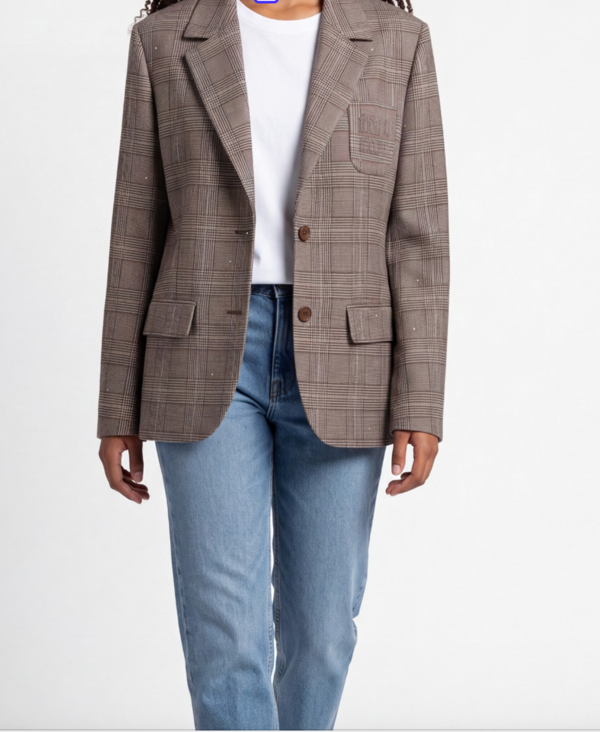 Plaid Embellished Tailored Blazer Jacket - Above the Crowd Boutique