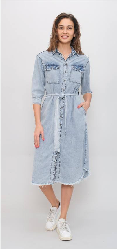 Nobello Light Wash Denim Dress 7021