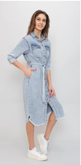 Nobello Light Wash Denim Dress 7021