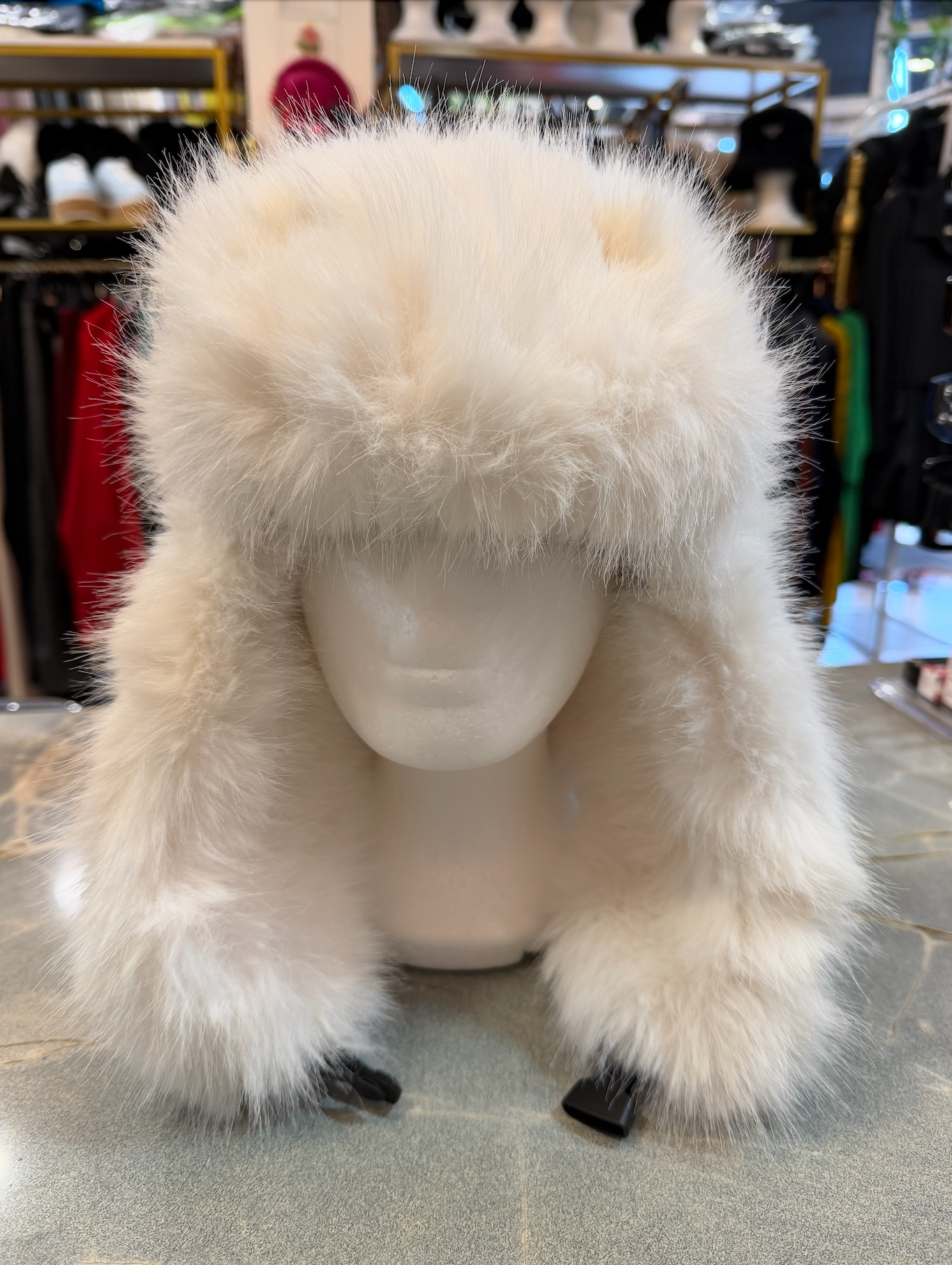 Plush Pilot Hat Beanie With Clip