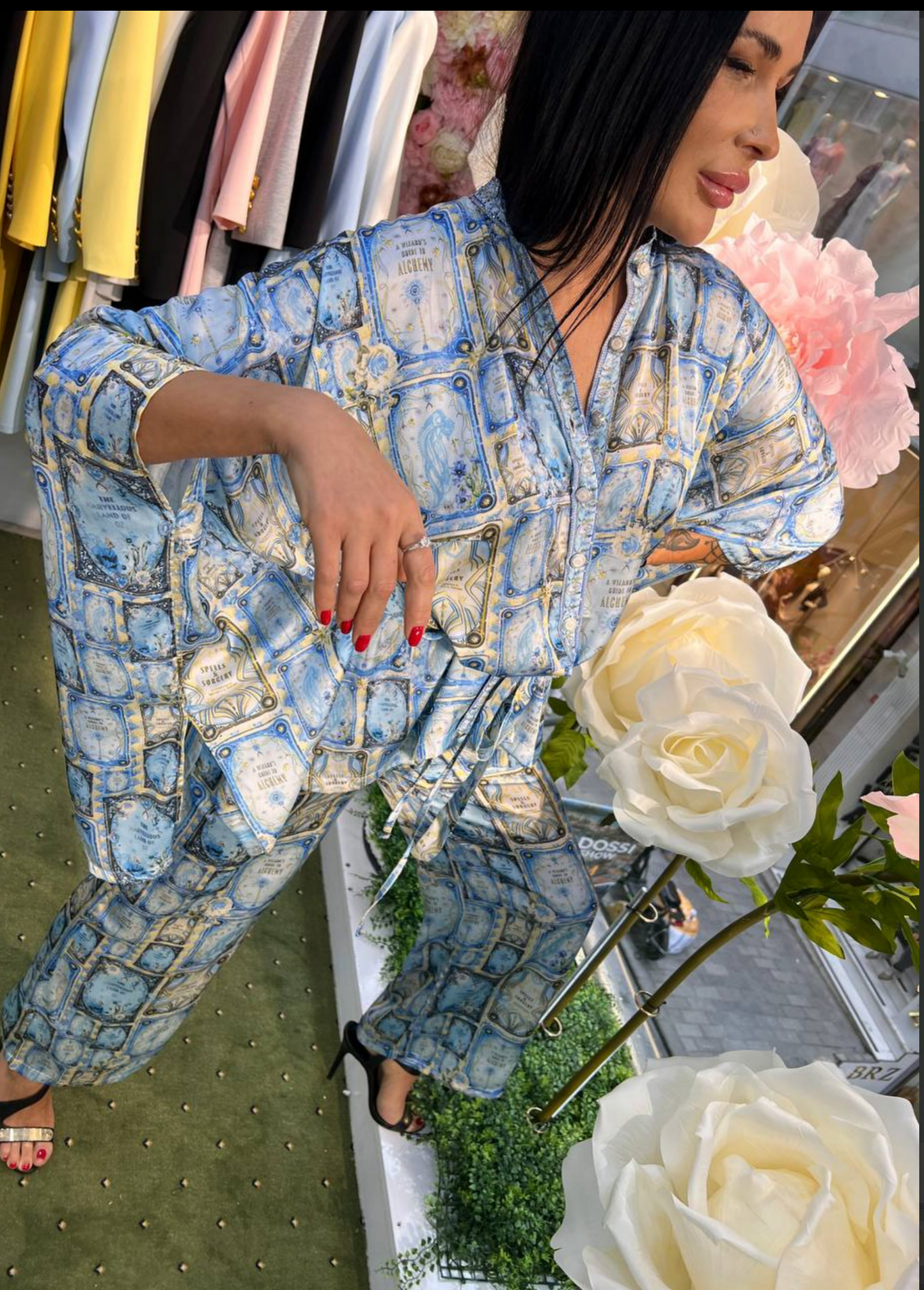 Printed Satin Lounge Suit Set - Above the Crowd Boutique