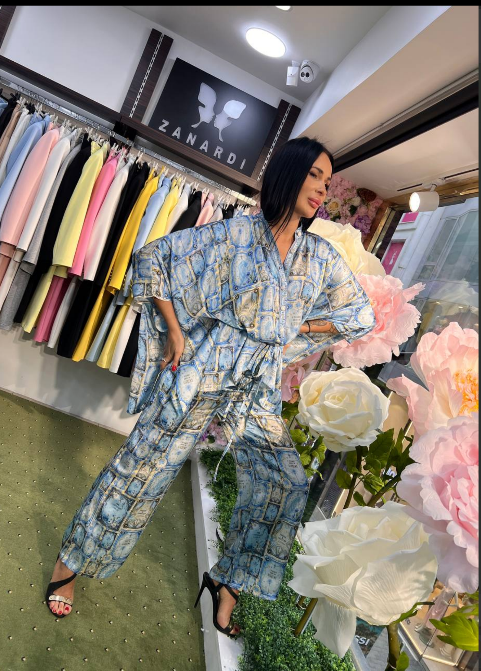 Printed Satin Lounge Suit Set - Above the Crowd Boutique