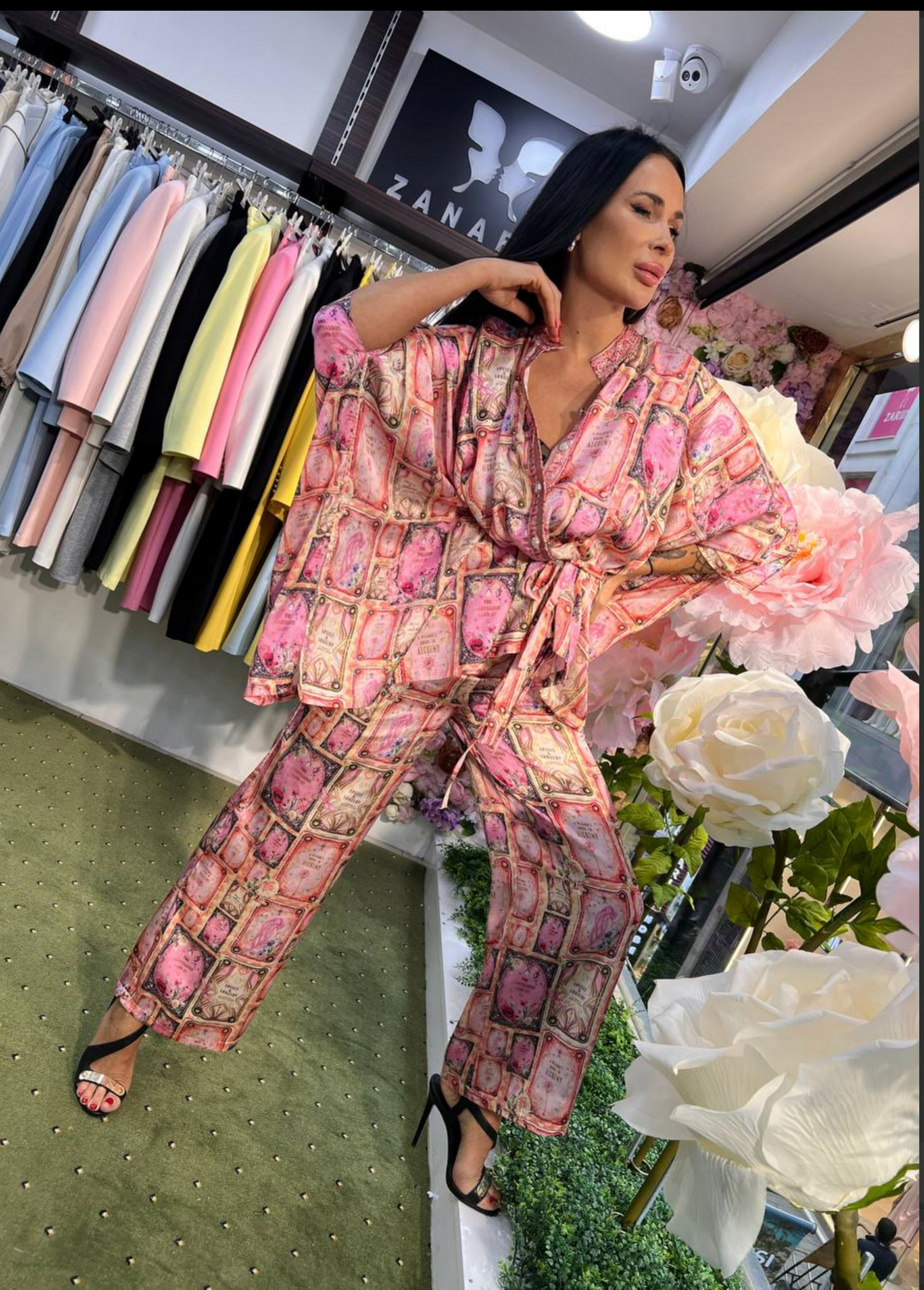 Printed Satin Lounge Suit Set - Above the Crowd Boutique
