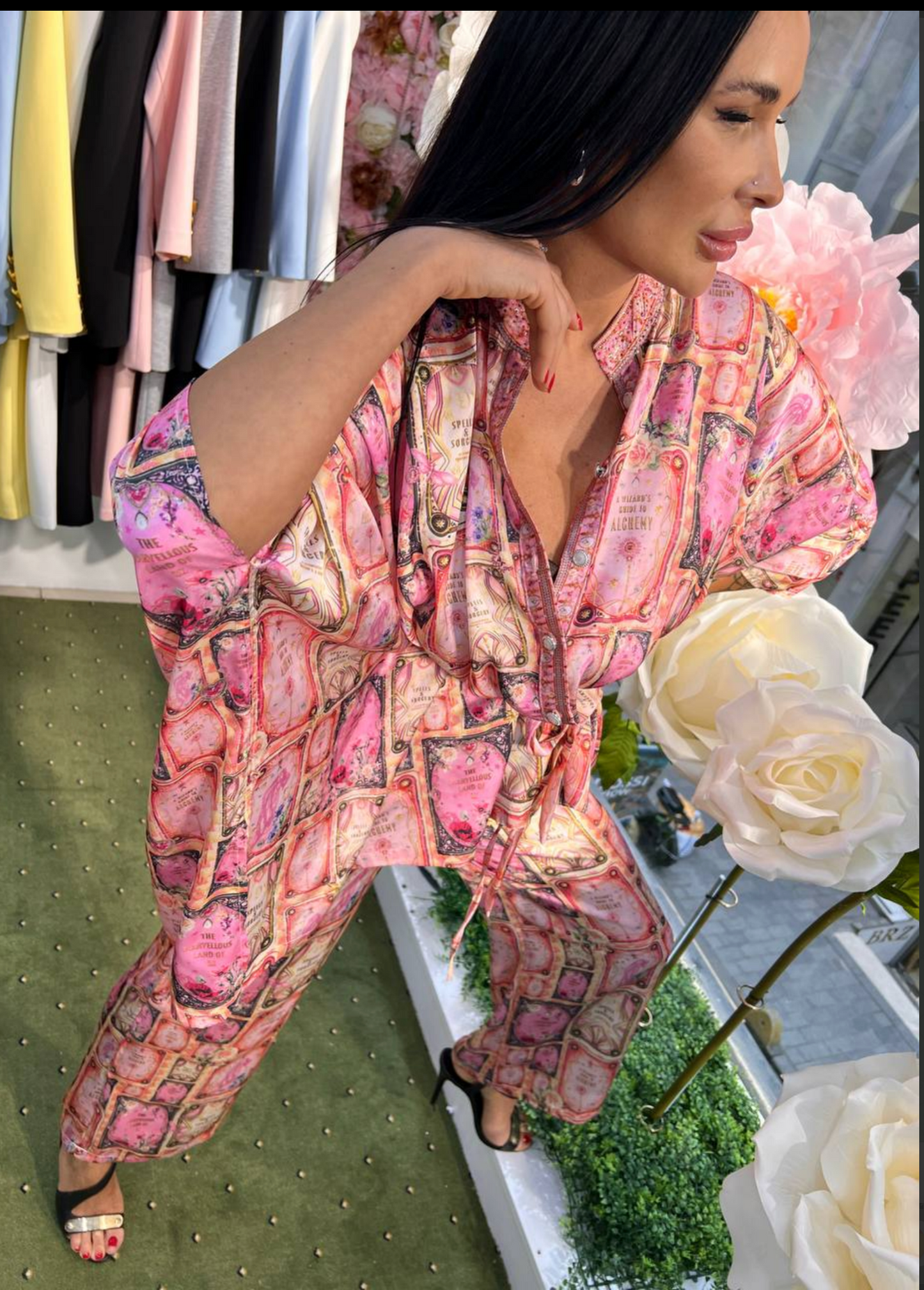 Printed Satin Lounge Suit Set - Above the Crowd Boutique
