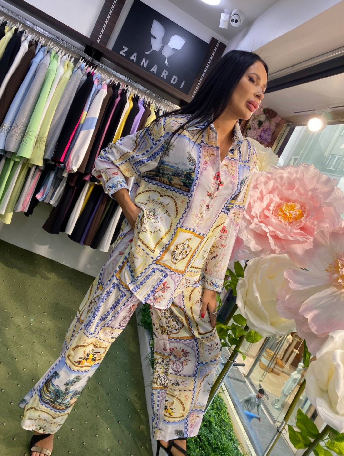 Vintage Scarf Print Two-Piece Suit - Above the Crowd Boutique