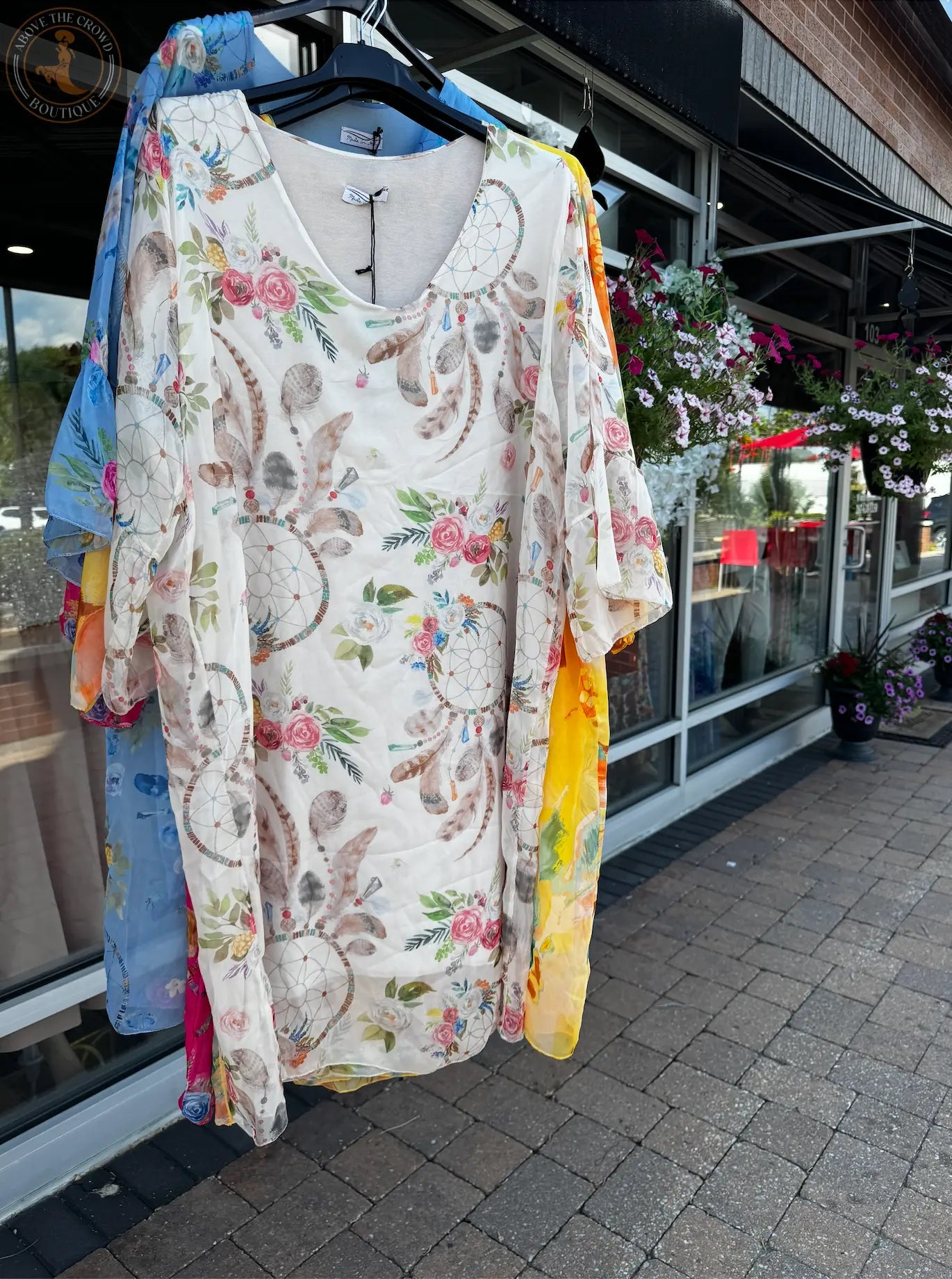 Silk Floral Kaftan Dress - European Style, Vibrant Print, Comfortable Fit Karma