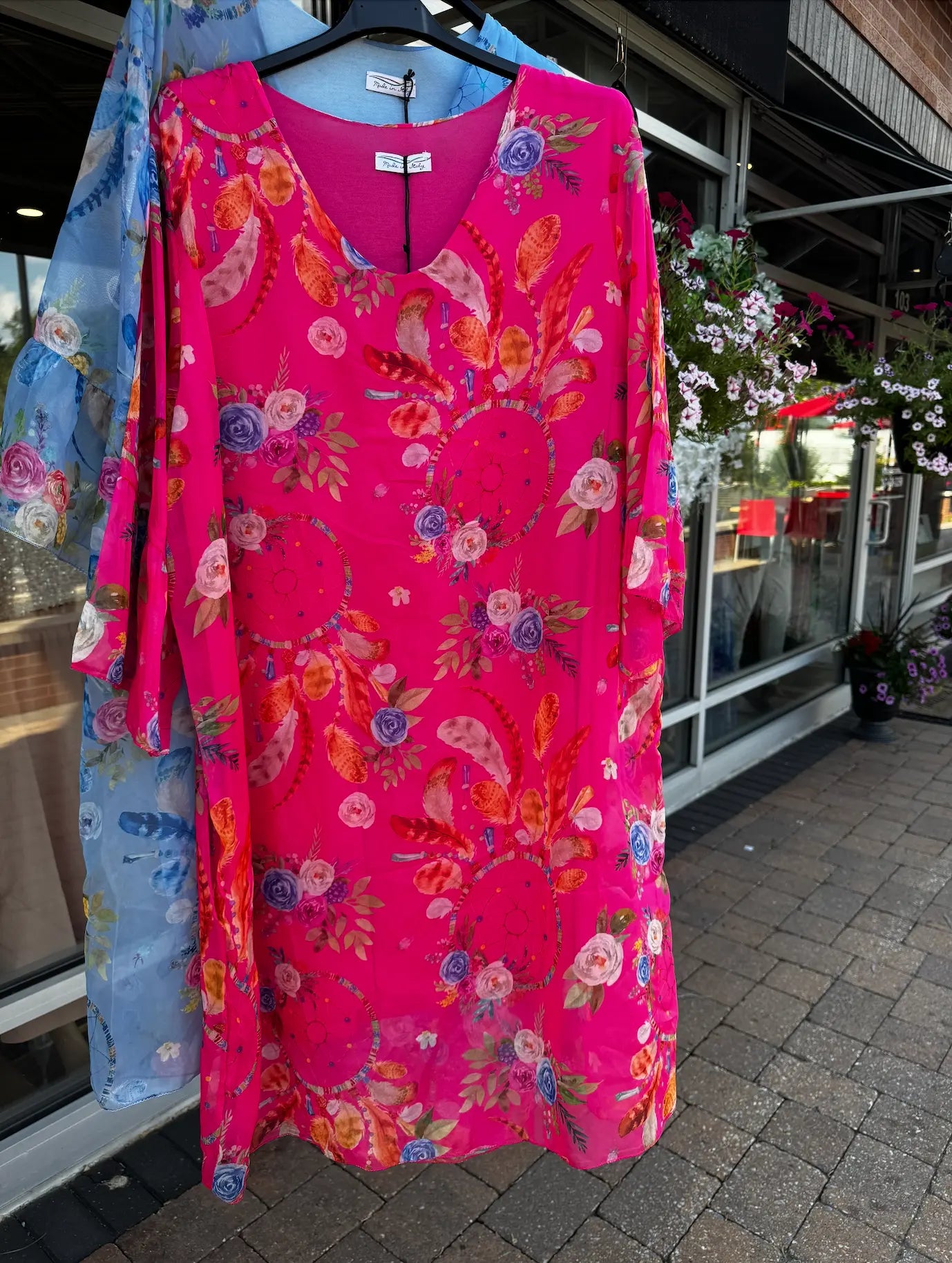 Silk Floral Kaftan Dress - European Style, Vibrant Print, Comfortable Fit Karma