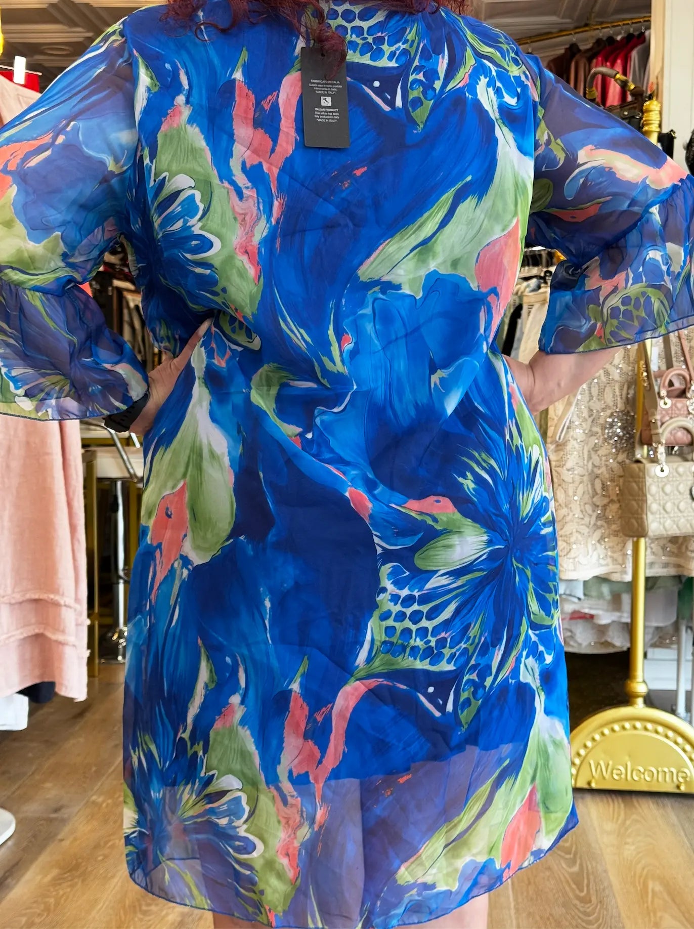 Silk Floral Kaftan Dress - European Style, Vibrant Print, Comfortable Fit Karma