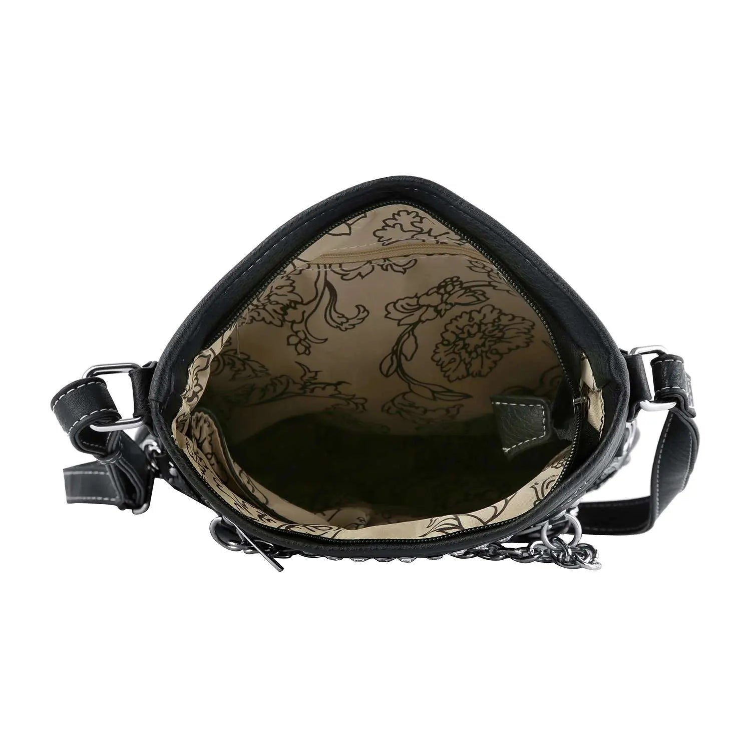 Stud and Chain Accented Skull Crossbody Sling 2003 Handbag Express