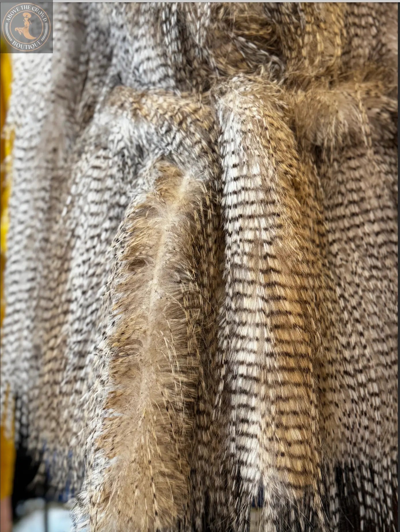 Textured Faux Fur Wrap Coat - Women's European Style Karma