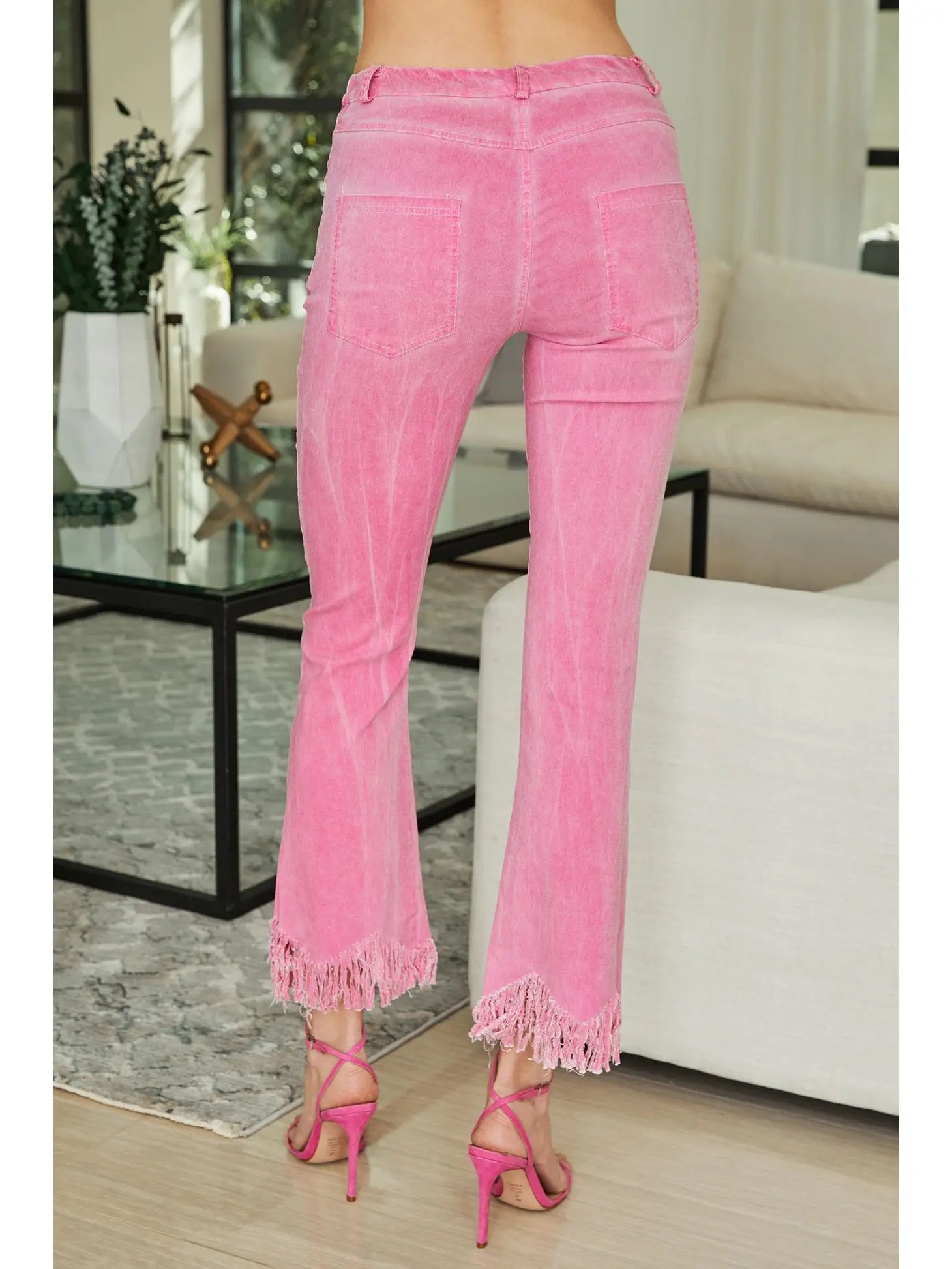 Venti6 Fringe Hem Light Flare Women Pants Venti6