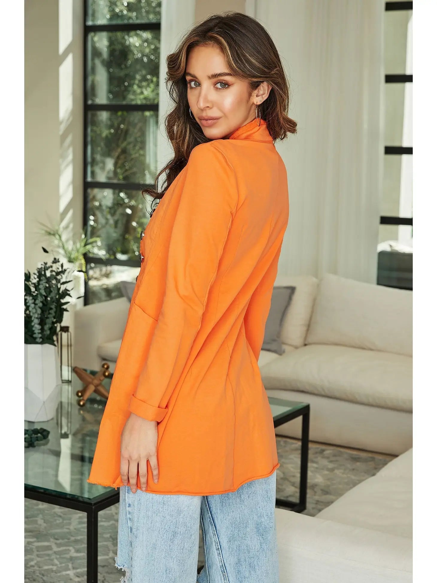 Venti6 Orange Long Women Jacket Venti6